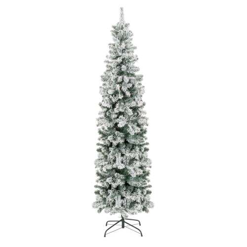 Snow Flocked Artificial Pencil Christmas Tree w/ Stand - Lot 2162