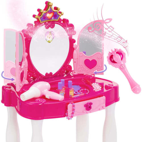 Kids Princess Vanity Mirror w/ AUX Cable, Wand, Hairdryer, Accessories - Lot 2259