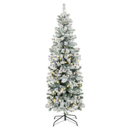Pre-Lit Snow Flocked Artificial Pencil Christmas Tree - Lot 2270