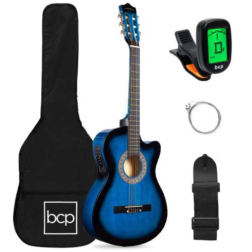 Beginner Acoustic Electric Cutaway Guitar Set w/ Case, Strap - 38in - Lot 2299