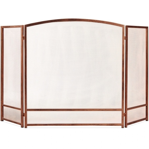 3-Panel Simple Steel Mesh Fireplace Screen w/ Rustic Worn Finish - 47x29in - Lot 2872