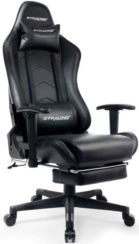 GTRACING Gaming Chair with Speakers, Foot Rest, Lumbar Support  - Lot 103
