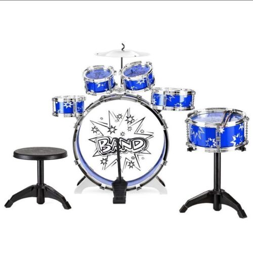 11-Piece Kids Beginner Drum Percussion Musical Instrument Toy Set - Lot 116