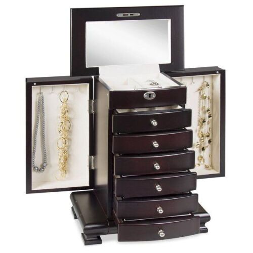 Handcrafted Wooden Jewelry Box Organizer - Espresso - Lot 126