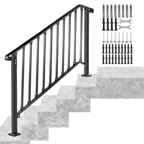 VEVOR Wrought Iron Handrail Picket #4 Fits 4 or 5 Steps Matte Black   - Lot 164