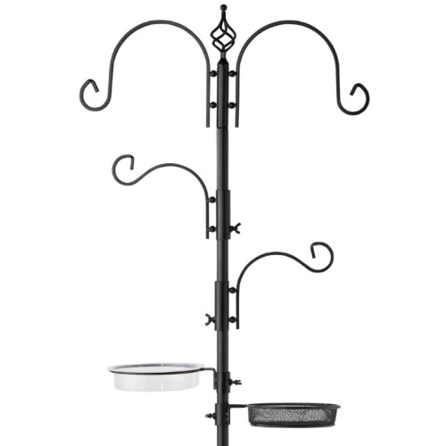 4-Hook Bird Feeding Station, Steel Feeder Stand w/ 2 Bird Feeders - 91in  - Lot 194