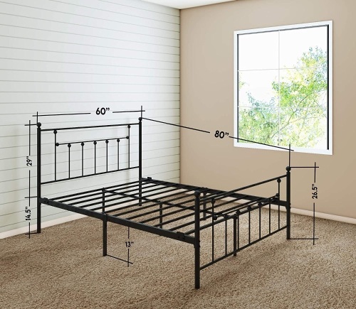 Victorian Queen Metal Bed Frame with Headboard and Footboard - Lot 354