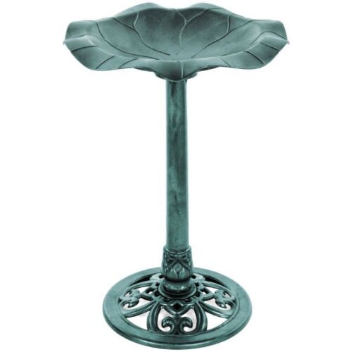Lily Leaf Pedestal Bird Bath Decoration Accent w/ Floral Accents - Lot 380