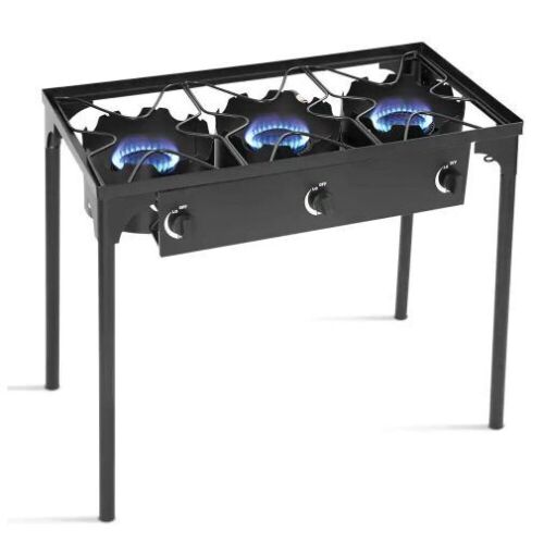 Portable Propane 225,000-BTU 3 Burner Gas Cooker Outdoor Camp Stove - Lot 527