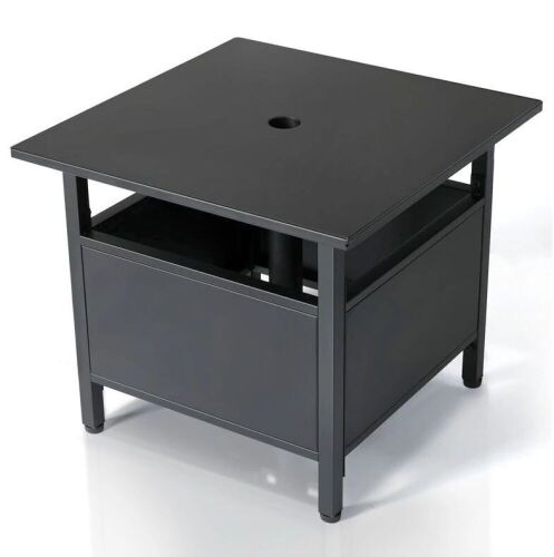 TOOCA Black Patio Square Side Table with Umbrella Hole - Lot 573