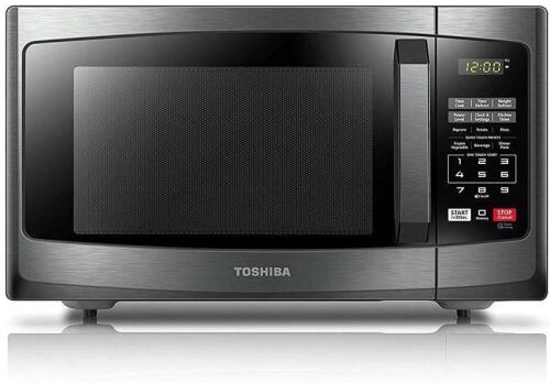 Toshiba Microwave Oven with Sound On/Off ECO Mode and LED Lighting, 0.9 Cu Ft/900W, Black Stainless Steel - Lot 589