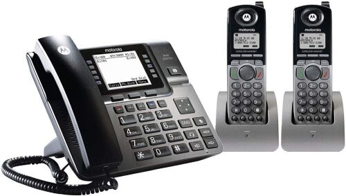 Motorola ML1002H DECT 6.0 Expandable 1 to 4 Lines Business Phone System with Voicemail, Digital Receptionist and Music on Hold, Black, 2 Handsets - Lot 595