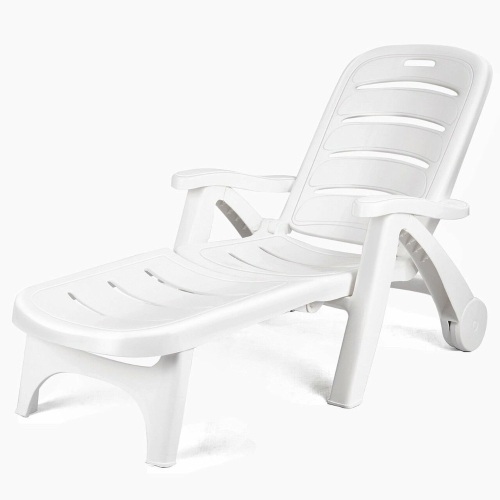 5 Position Adjustable Patio Recliner Chair With Wheels  - Lot 644