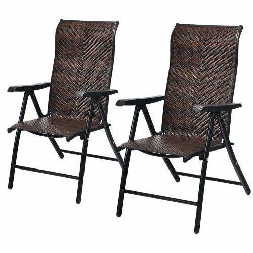 2 Piece Patio Rattan Folding Reclining Chairs  - Lot 646