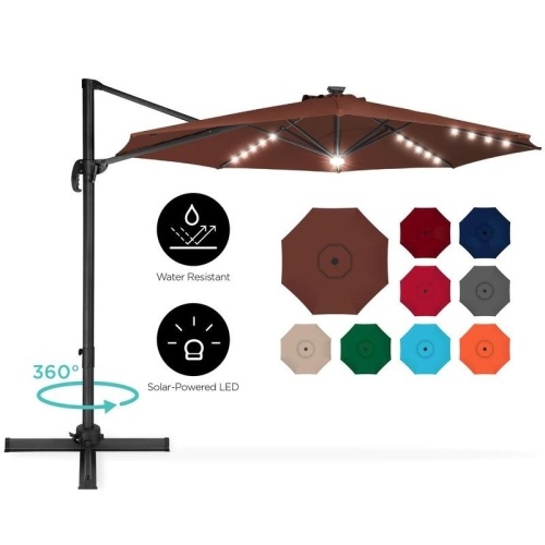 360-Degree LED Cantilever Offset Patio Umbrella w/ Tilt - 10ft  - Lot 648