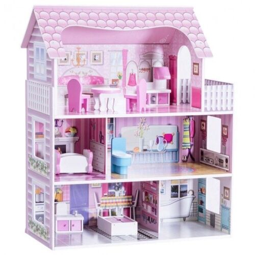 28 Inch Pink Dollhouse with Furniture - Lot 875