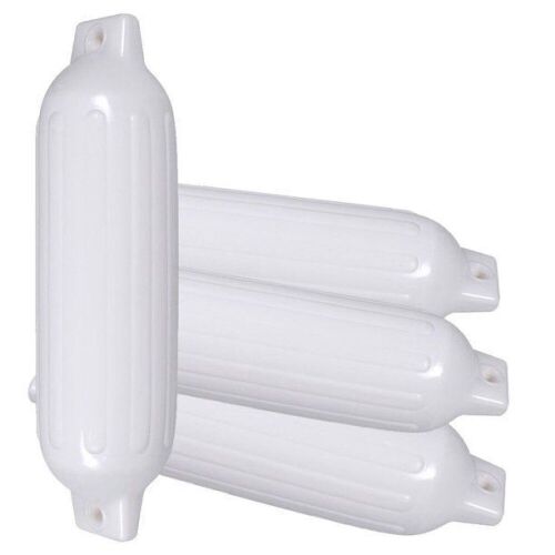 4 Ribbed Marine 6.5'' x 23'' Boat Fender Vinyl Bumper Dock Shield Protection White - Lot 895