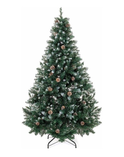 6ft Hinged Artificial Christmas Tree Holiday Decor w/ Snow Flocked Tips  - Lot 896