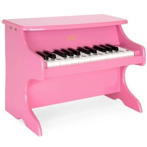 Kids 25-Key Wooden Learn-to-Play Mini Piano w/ Key Note Stickers, Music Book - Lot 918