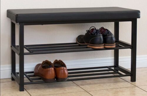 2 Tier Metal Shoe Rack Bench - Lot 1018