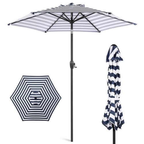 Outdoor Market Patio Umbrella w/ Push Button Tilt, Crank Lift - 7.5ft - Lot 1023