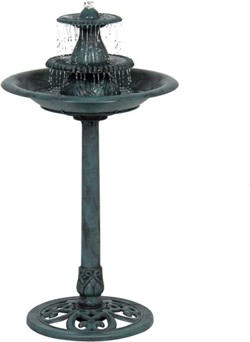 3-Tier Indoor Outdoor Polyresin Pedestal Bird Bath Fountain Decor w/Pump - Lot 1038