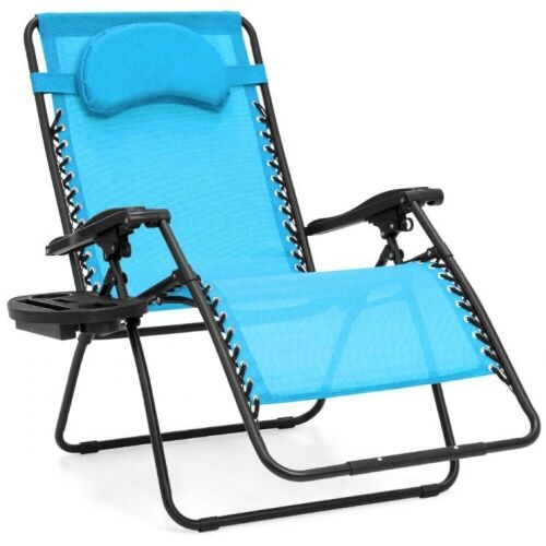 Oversized Reclining Zero Gravity Chair Lounger w/ Cup Holder, Pillow - Lot 1153