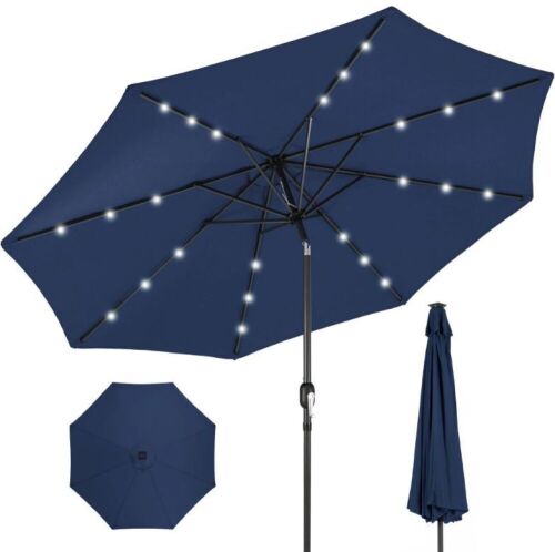 Solar LED Lighted Patio Umbrella w/ Tilt Adjustment, UV-Resistance - 10ft - Lot 1157
