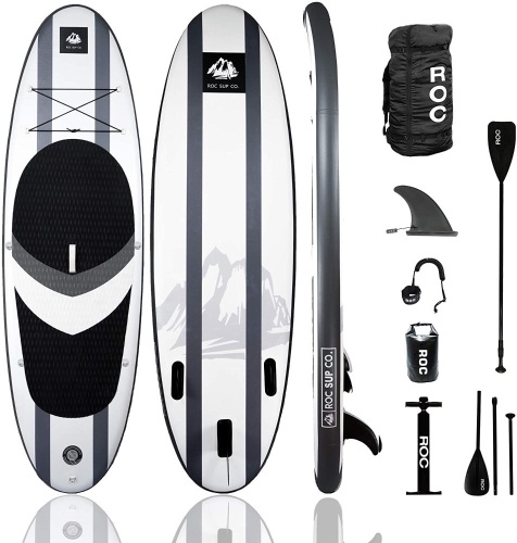 Roc Inflatable Stand Up Paddle Board W Free Premium SUP Accessories & Backpack, Non-Slip Deck. Bonus Waterproof Bag, Leash, Paddle and Hand Pump. Appears New - Lot 51