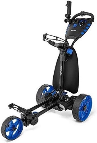 SereneLife 3-Wheel Electric Golf Push Cart w/Foot Brake, Upper/Lower Bracket w/Elastic Strap, Umbrella Holder SLGZELEC - Appears New  - Lot 94