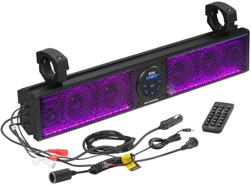BOSS Audio Systems BRT26RGB ATV UTV 26" Sound Bar System, IPX5 Rated Weatherproof, Bluetooth Audio, Amplified, 4 inch Speakers, 1 Inch Tweeters, USB Port, RGB Multicolor Illumination - Appears New, Untested  - Lot 96
