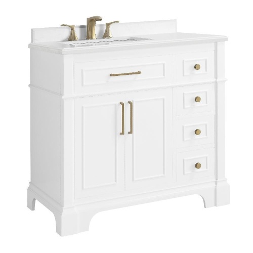 Home Decorators Collection Melpark 36 In. W X 22 In. D Bath Vanity With Cultured Marble Vanity Top and Sink, White - Appears New  - Lot 99
