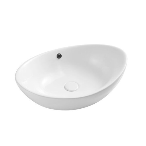 Sue White Ceramic Oval Vessel Bathroom Sink with Overflow, BATHSNIK-031 - Appears New  - Lot 112