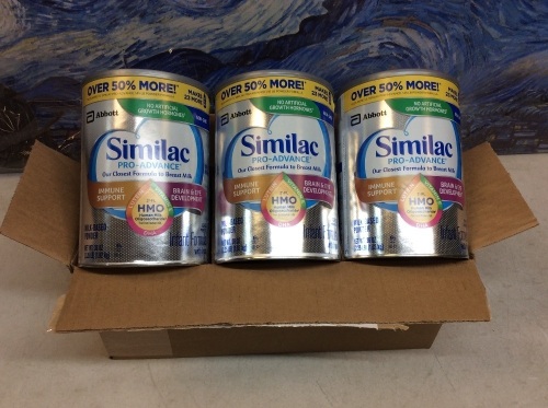 3 Pack Similac Pro-Advance Milk Based Powder Infant Formula, 36 oz - New/Unopened - Lot 116
