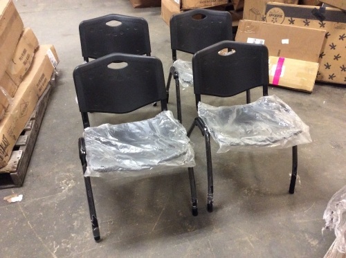 Lot of (4) Black Stackable Chairs - Appear New - Lot 211