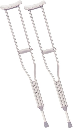 Drive Medical Tall Adult(Underarm Height: 53-61 inches) Walking Crutches with Underarm Pad and Handgrip, Gray - Appear New  - Lot 225