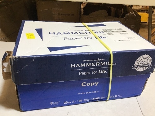 Hammermill Copy Paper 8.5" x 11", 92 Brightness, 4000 Sheets - New in Damaged Box - Lot 232
