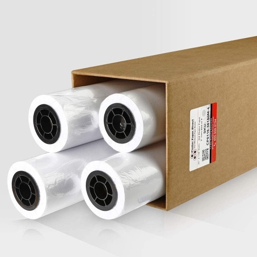 PlotterPaperDirect CAD Paper Rolls, 36’’ x 150’, 20 lb. Uncoated 96 Bright White Paper on a 2’’ Core, 75 GSM Plotter Paper For Engineers, Architects, Copy Service Shops w/ Inkjet Printers, 4 Pack - Appears New in Damaged Box  - Lot 253