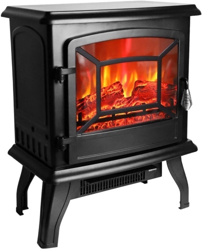 ZOKOP SF57B-17A00 17 inch 1400w Freestanding Fireplace Fake Wood/Heating, Temperature Control Knob with NTC, Black - Appears New, Tested/Works  - Lot 285