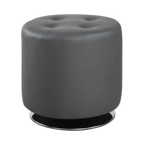 Coaster Furniture Round Ottoman, Gray Faux Leather - New - Lot 299