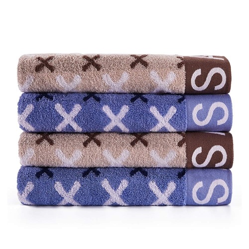 JMD TEXTILE Quick-Dry 100% Combed Cotton Bathroom Satin Jacquard Bath Towels, 4-Peice Set, Multi-Color, Pattern - New  - Lot 304