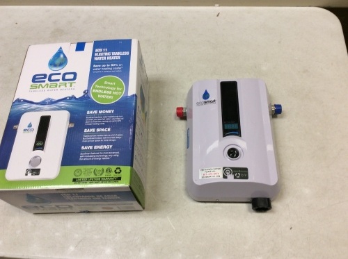 EcoSmart ECO 11 Electric Tankless Water Heater, 13KW at 240 Volts with Patented Self Modulating Technology. Appears New. E-Commerce Return - Lot 307
