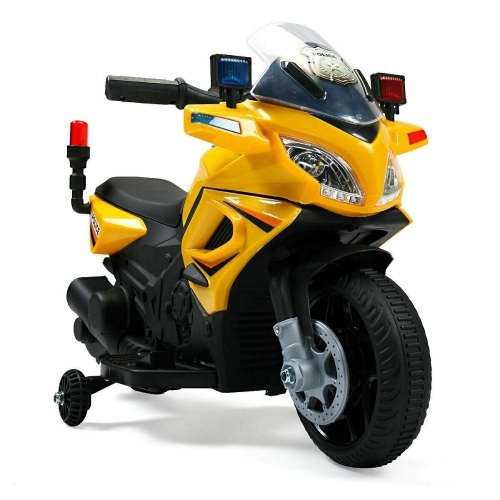 6V Kids Ride On Police Motorcycle W/ siren Battery Powered 4 Wheels Toy Yellow. Appears New - Lot 403