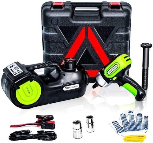 E-HEELP Electric Car Jack 5 Ton 12V Hydraulic Car Jack Lift with Electric Impact Wrench for SUV MPV Sedan Truck Change Tires New Version with LCD Display. Appears New - Lot 408