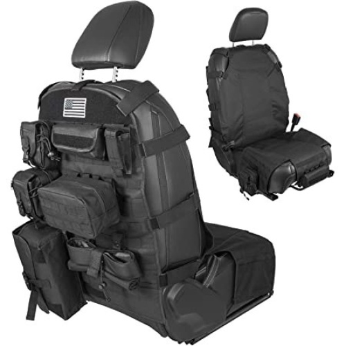 Front Seat Cover Organizer Storage Muti-Compartments Holder Molle Pouches for Jeep Wrangler JK JL Gladiator JT CJ YJ 1956-2021 Cherokee Patriot Nissan Ford Toyota and More. Appears New - Lot 412
