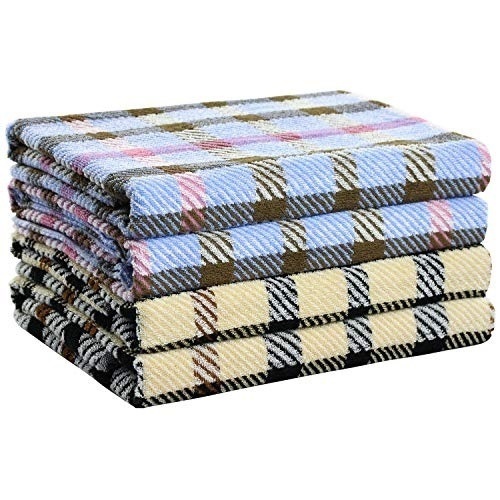 Lot of (2) JMD TEXTILE 100% Cotton 4 Piece Bathroom Towel Sets, British Style Plaid Jacquard - New  - Lot 469