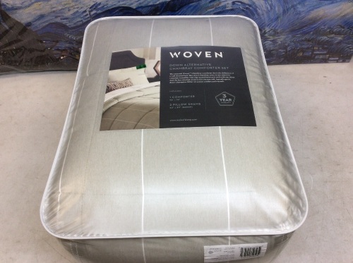 Malouf Chamray Comforter Set, Down Alternative, Birch, Oversized Queen - Appears New  - Lot 489