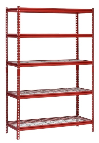 Muscle Rack UR482472WD5-R 5-Shelf Steel Shelving Unit, 48" Width x 72" Height x 24" Length, Red - Appears New in Damaged Box - Lot 499