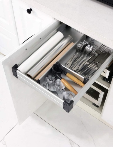 Lot of (2) Pull Out Utensil Drawer Cabinet Organizers with Soft Close Slides (12inch Cabinet) - Lot 605