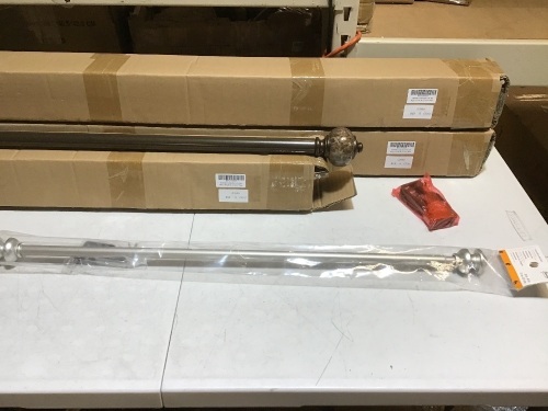 Lot of (3) DAINTIER 36" - 72" Brown Curtain Rods with Marble Resin Finials & (1) Kenney Kendall 5/8" Adjustable 28" - 48" Curtain Rod - E-Comm Returns, Appear New   - Lot 632